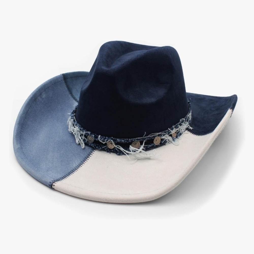 Stylish Two-Tone Hat with Decorative Band